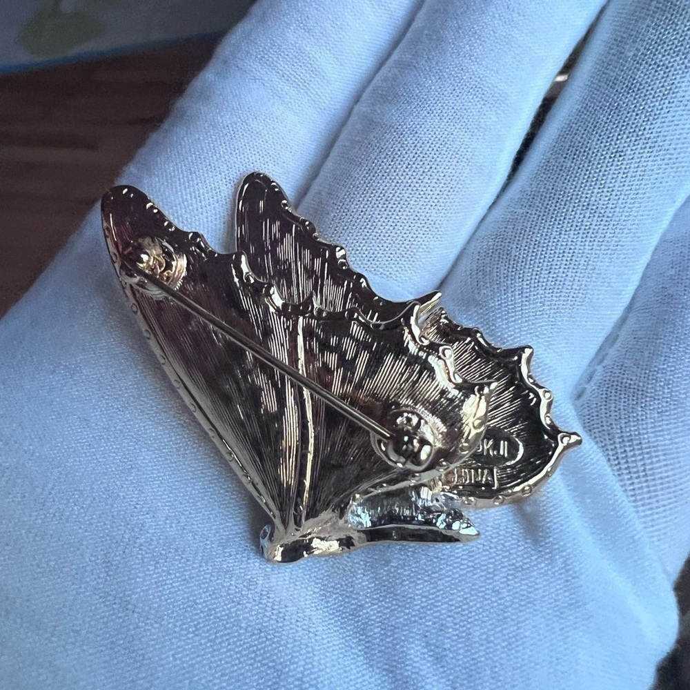Kenneth Jay Lane Butterfly Brooch with Blue and Green Accents - Picture 4 of 5